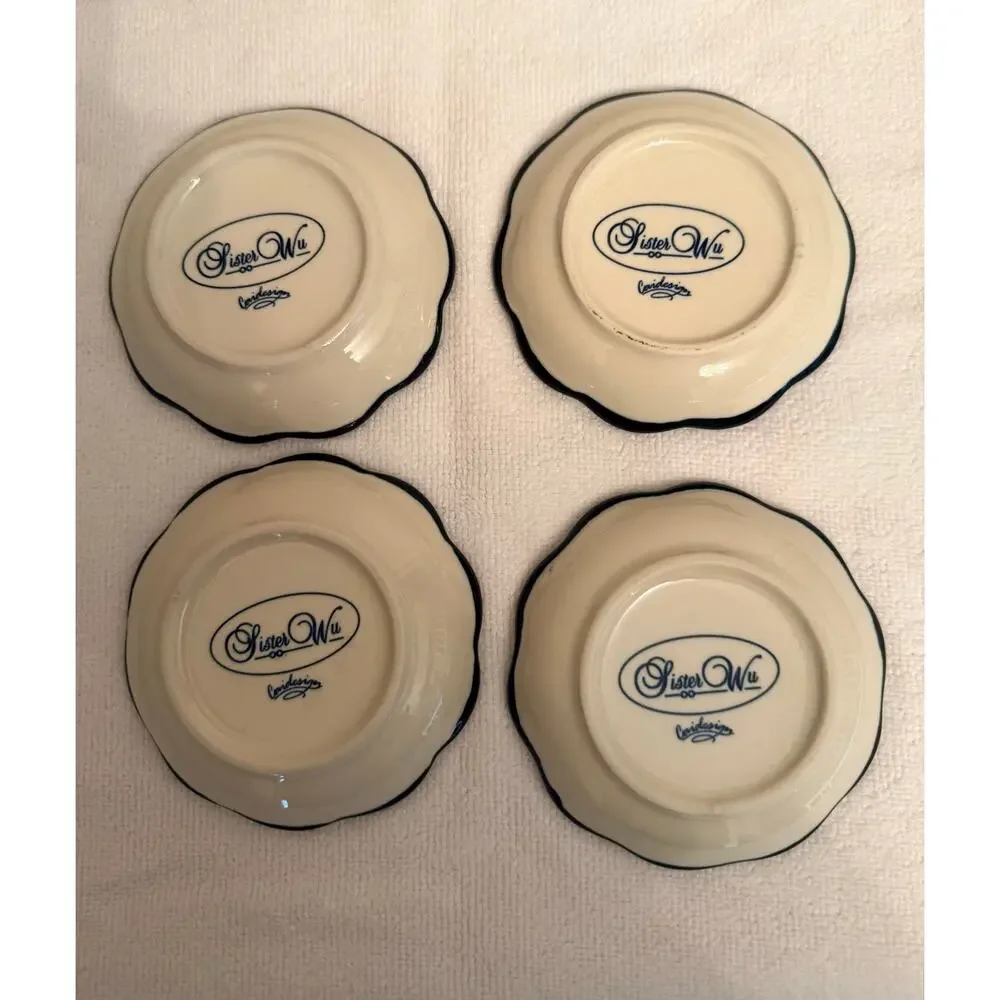 New Sister Wu Ceramic Tapas / Appetizer Dishes Set small scalloped plates